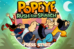 Popeye: Rush for Spinach title screen for GameBoy Advance